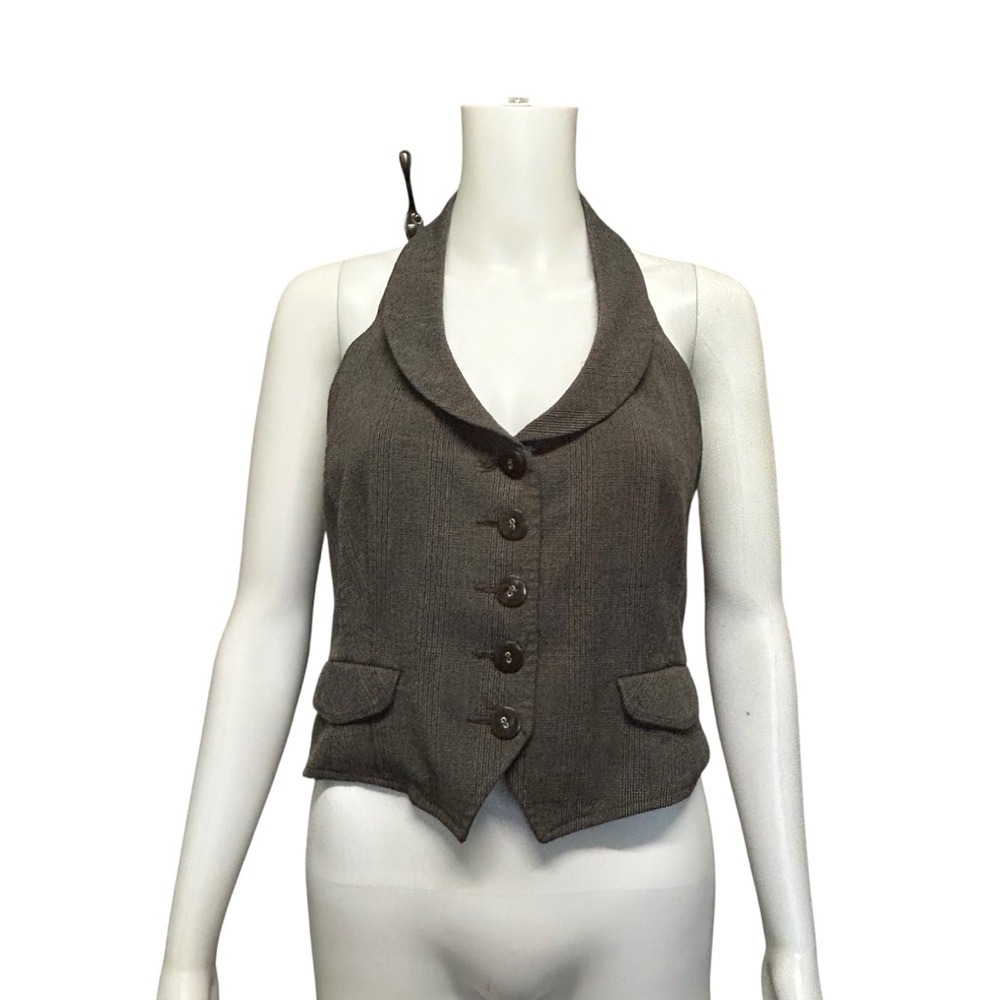 Ricki's Gray Plaid Halter Vest Size 8